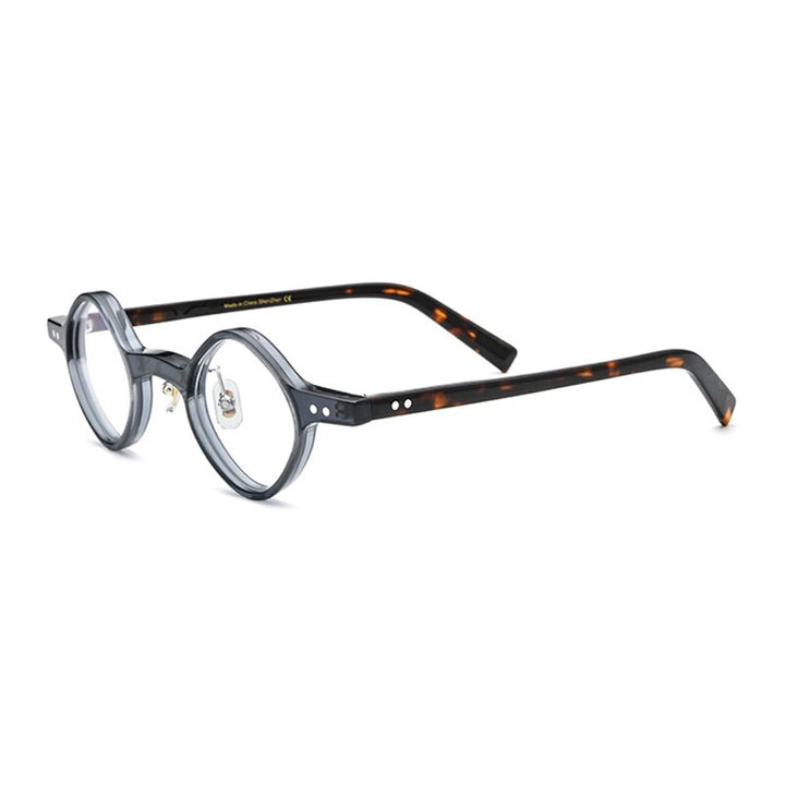 Gatenac Unisex Full Rim Round Acetate Frame Eyeglasses Gxyj704 Full Rim Gatenac Blue