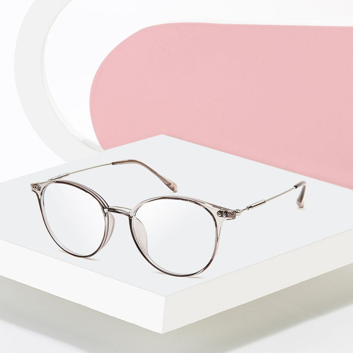 Hotony Unisex Full Rim Round Acetate Alloy Frame Eyeglasses Full Rim Hotony