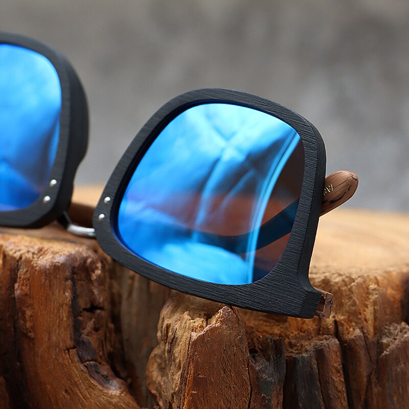 Hdcrafter Men's Full Rim Square Frame Polarized Wood Sunglasses Ps70851 Sunglasses HdCrafter Sunglasses
