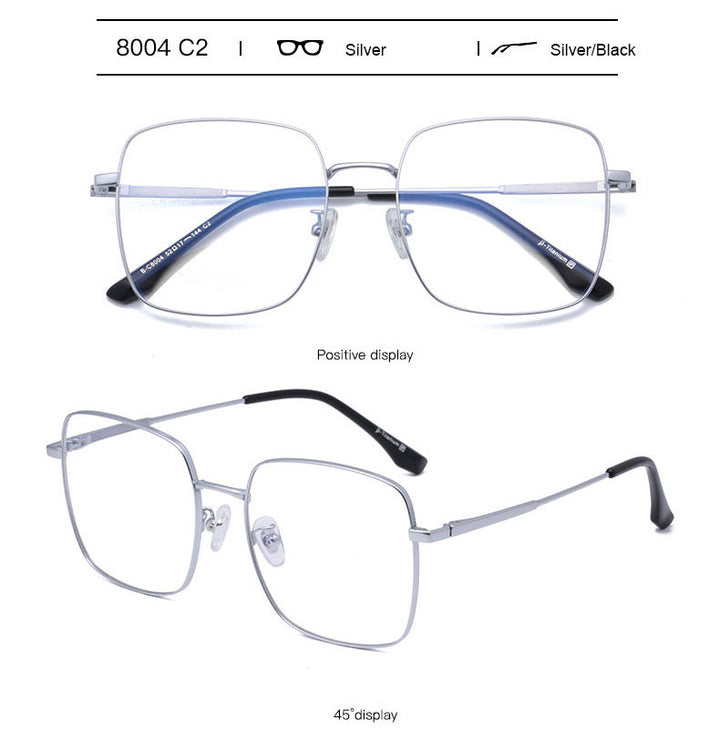 Hotony Unisex Full Rim Titanium Polygon Frame Eyeglasses 8004 Full Rim Hotony