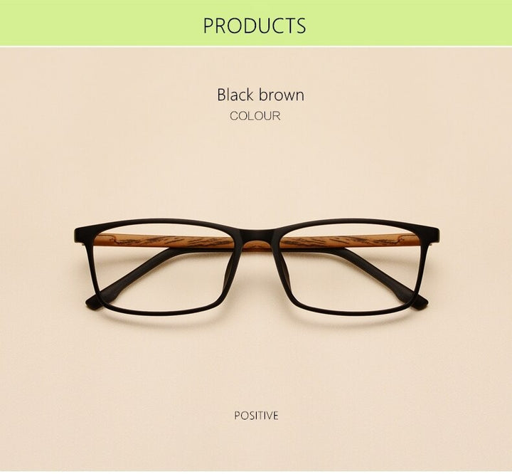 Yimaruili Unisex Full Rim Imitation Wood Grain Resin Frame Eyeglasses 98056 Full Rim Yimaruili Eyeglasses