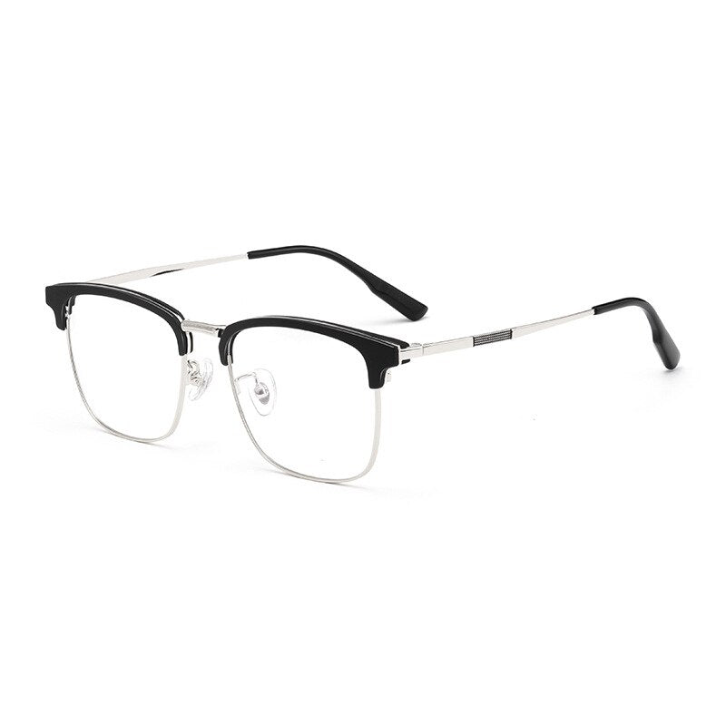 Yimaruili Men's Full Rim Square β Titanium Frame Eyeglasses 2312YJ Full Rim Yimaruili Eyeglasses Black Silver