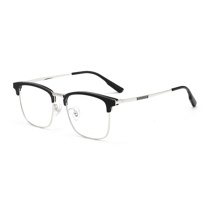 Yimaruili Men's Full Rim Square β Titanium Frame Eyeglasses 2312YJ Full Rim Yimaruili Eyeglasses Black Silver