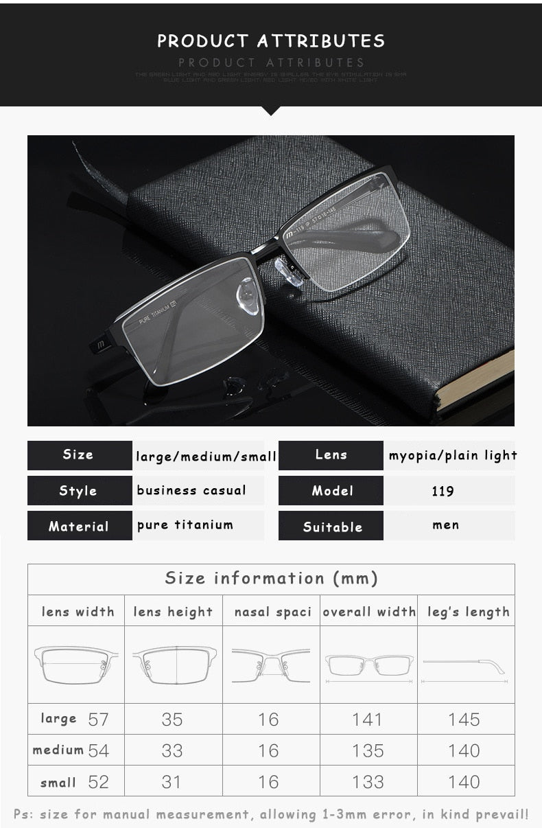 Hotochki Men's Semi Rim Square Alloy Frame Eyeglasses 119 Semi Rim Hotochki