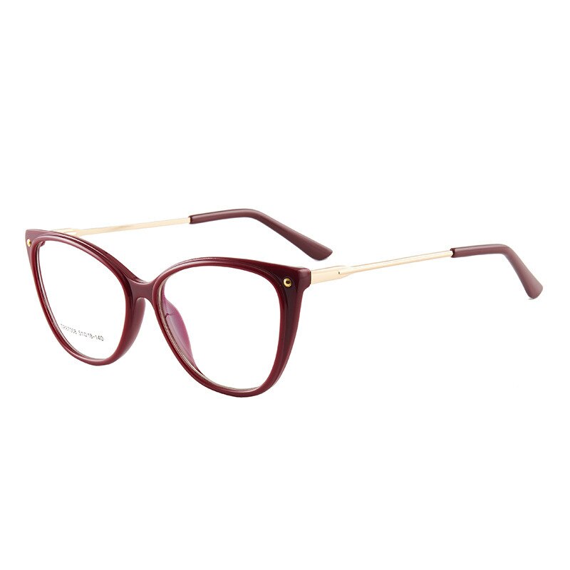 Hotony Woman's Full Rim Cat Eye TR 90 Resin Alloy Frame Eyeglasses 7008 Full Rim Hotony