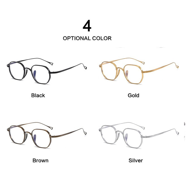 Muzz Unisex Full Rim Square Round Titanium Acetate Frame Eyeglasses 9917 Full Rim Muzz