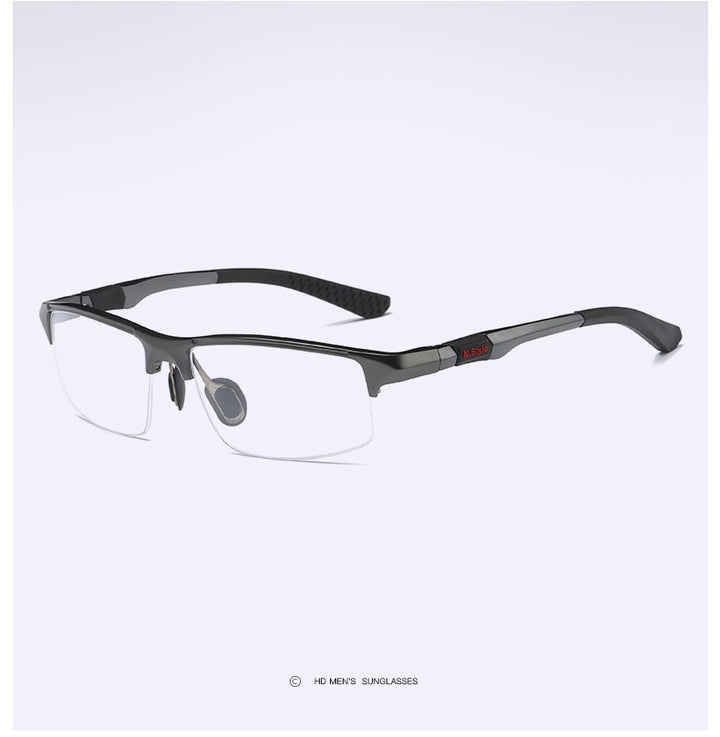 Yimaruili Men's Semi Rim Aluminum Magnesium Rectangular Frame Eyeglasses Y3121 Semi Rim Yimaruili Eyeglasses