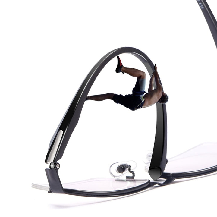 Bclear Men's Semi Rim Square Titanium Alloy Eyeglasses 66071 Semi Rim Bclear