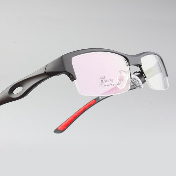 Men's Square Semi Rim Sports Eyeglasses N1077 Semi Rim Bclear