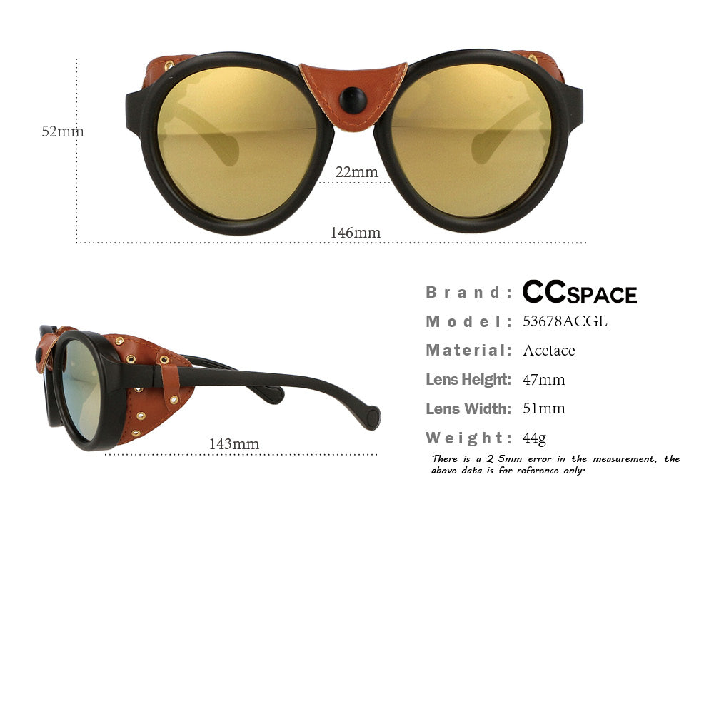 CCspace Unisex Full Rim Round Steampunk Resin Frame Sunglasses 46311 Sunglasses CCspace Sunglasses