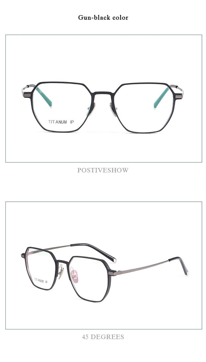 Hotochki Unisex Full Rim Titanium Alloy IP Plated Frame Eyeglasses 66004 Full Rim Hotochki