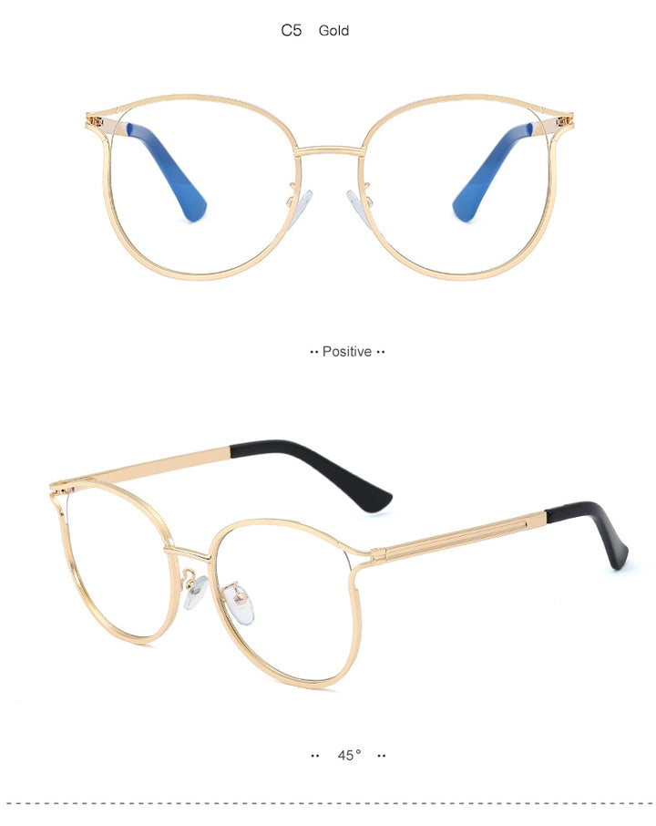 Hotony Women's Full Rim Round Cat Eye TR 90 Alloy Frame Eyeglasses 95785 Full Rim Hotony
