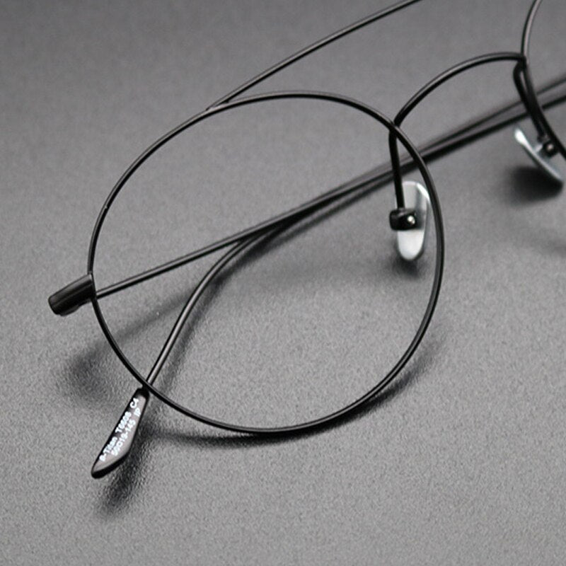 Gatenac Unisex Full Rim Round Titanium Double Bridge Frame Eyeglasses Gxyj618 Full Rim Gatenac