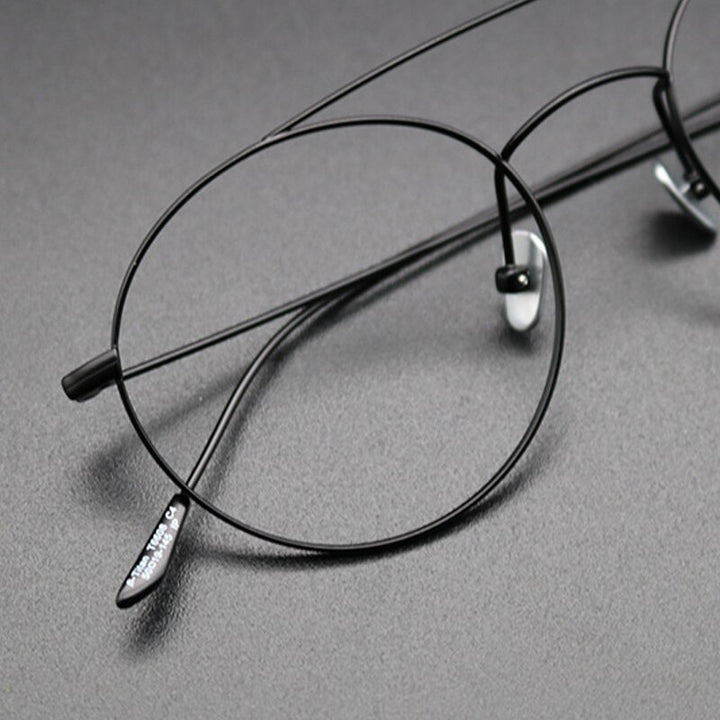 Gatenac Unisex Full Rim Round Titanium Double Bridge Frame Eyeglasses Gxyj618 Full Rim Gatenac   