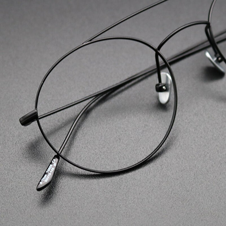 Gatenac Unisex Full Rim Round Titanium Double Bridge Frame Eyeglasses Gxyj618 Full Rim Gatenac