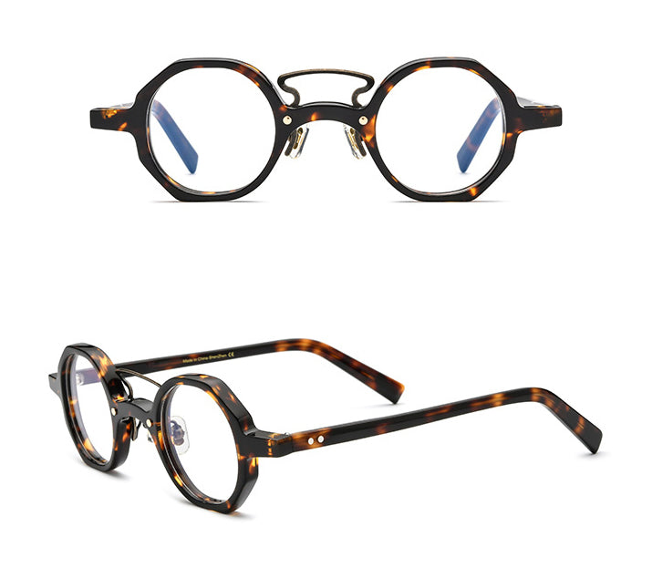 Gatenac Unisex Full Rim Round Acetate Double Bridge Frame Eyeglasses Gxyj706 Full Rim Gatenac