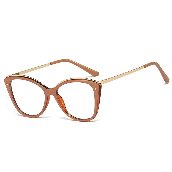 CCspace Unisex Full Rim Square Cat Eye Tr 90 Titanium Frame Eyeglasses 48168 Full Rim CCspace C4khaki