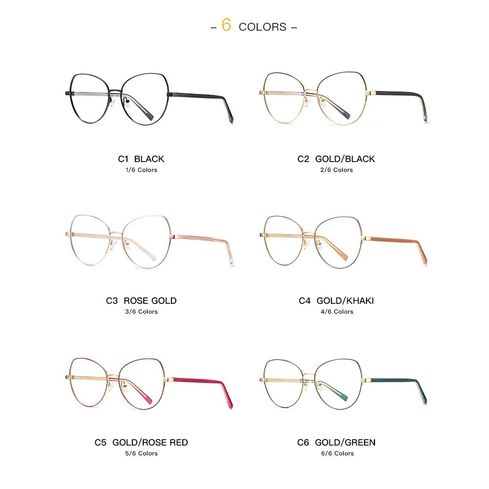 Hotochki Women's Full Rim Cat Eye Alloy Frame Eyeglasses 3001 Full Rim Hotochki