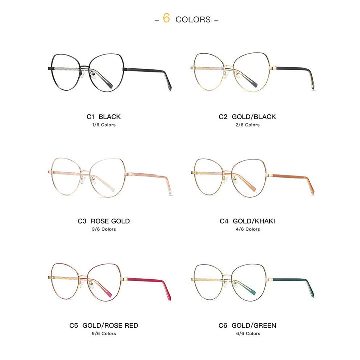 Hotochki Women's Full Rim Cat Eye Alloy Frame Eyeglasses 3001 Full Rim Hotochki