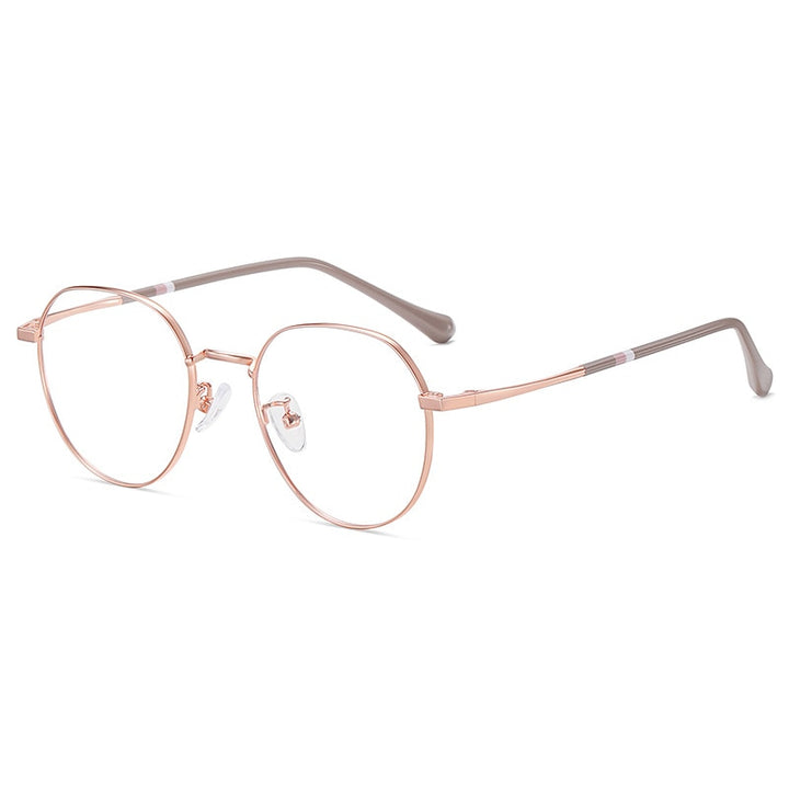 Yimaruili Unisex Full Rim Round Alloy Frame Eyeglasses Y1919 Full Rim Yimaruili Eyeglasses Rose Gold