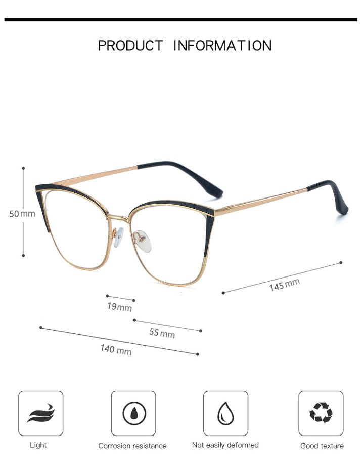 Hotony Women's Full Rim Cat Eye TR 90 Resin Alloy Frame Eyeglasses 95778 Full Rim Hotony