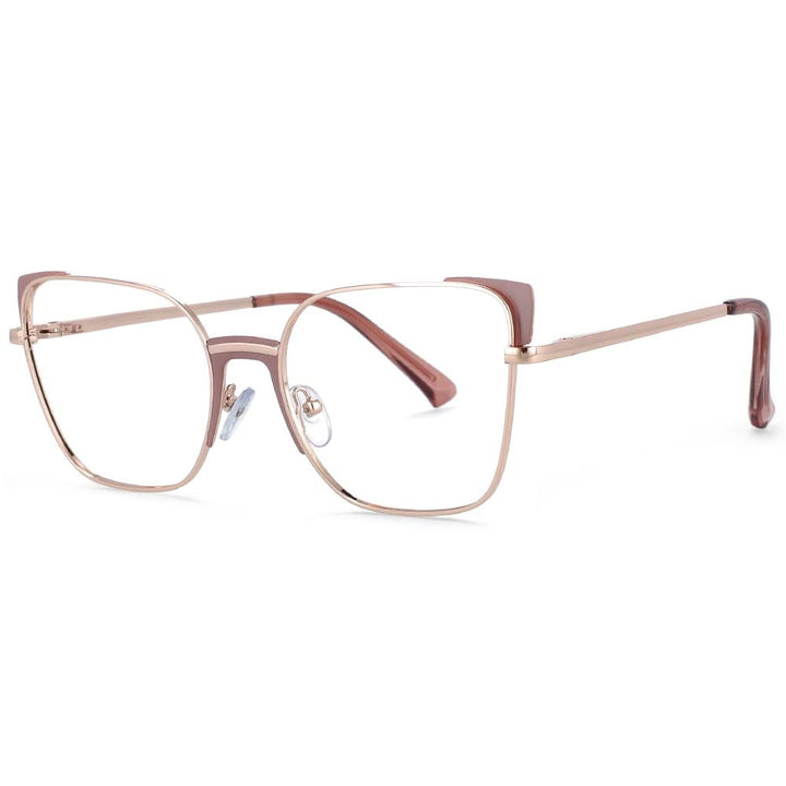 CCspace Women's Full Rim Rectangle Cat Eye Alloy Frame Eyeglasses 53587 Full Rim CCspace Brown