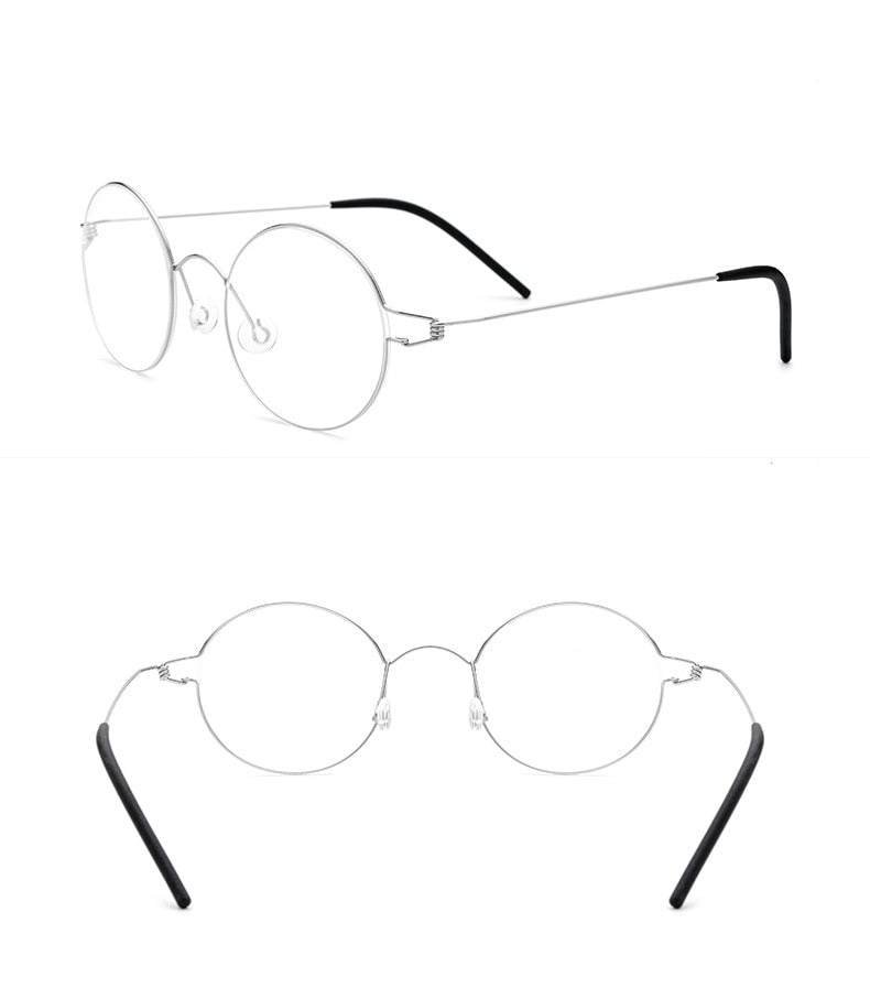 Yimaruili Unisex Full Rim Screwless Titanium Alloy Round Frame Eyeglasses 28607 Full Rim Yimaruili Eyeglasses