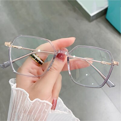 Ralferty Women's Full Rim Irregular Sqare Alloy Acetate Eyeglasses D307 Full Rim Ralferty C3 Light Gray