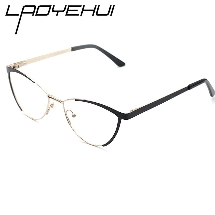 Laoyehui Women's Eyeglasses Cat Eye Alloy Frame 5821 Full Rim Laoyehui Black