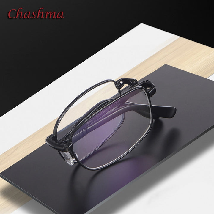Chashma Ochki Unisex Full Rim Square Titanium Foldable Eyeglasses 8923 Full Rim Chashma Ochki