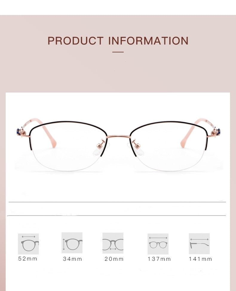 Yimaruili Women's Semi Rim Alloy Frame Eyeglasses 8020Z Semi Rim Yimaruili Eyeglasses