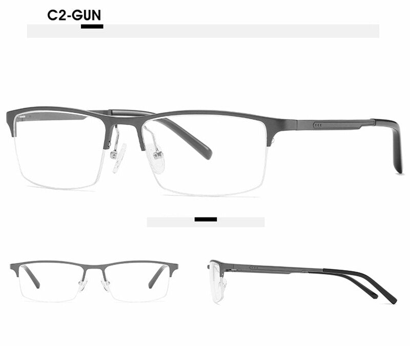 Hotony Unisex Semi Rim Square Alloy Frame Eyeglasses CX6342 Semi Rim Hotony