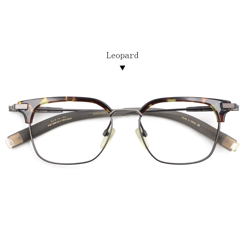 Hdcrafter Unisex Full Rim Square Titanium Frame Eyeglasses Ps7399 Full Rim Hdcrafter Eyeglasses Leopard