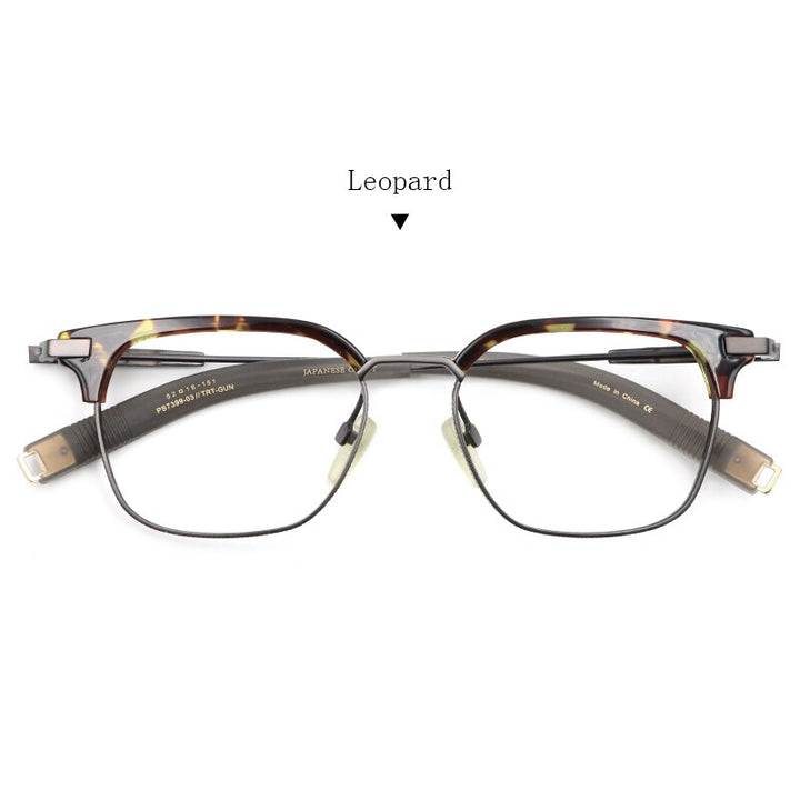 Hdcrafter Unisex Full Rim Square Titanium Frame Eyeglasses Ps7399 Full Rim Hdcrafter Eyeglasses Leopard