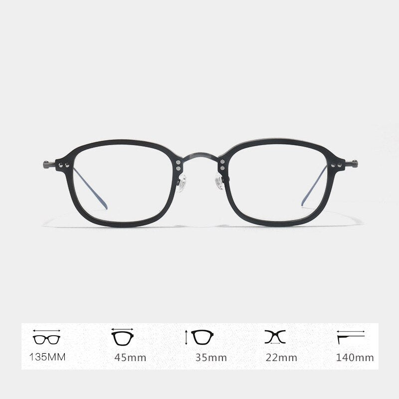 Gatenac Unisex Full Rim Square Titanium Acetate Frame Eyeglasses Gxyj364 Full Rim Gatenac