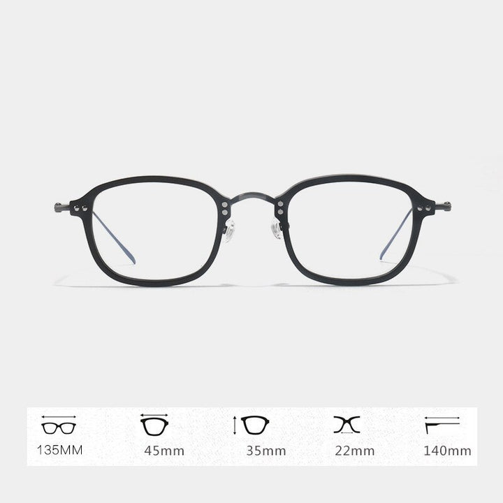 Gatenac Unisex Full Rim Square Titanium Acetate Frame Eyeglasses Gxyj364 Full Rim Gatenac