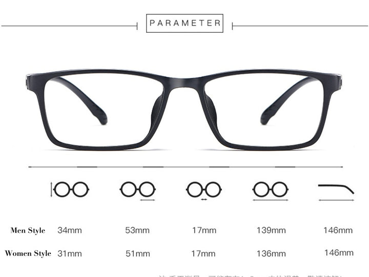 Hotochki Unisex Full Rim TR-90 Resin Frame Eyeglasses X1x2 Full Rim Hotochki