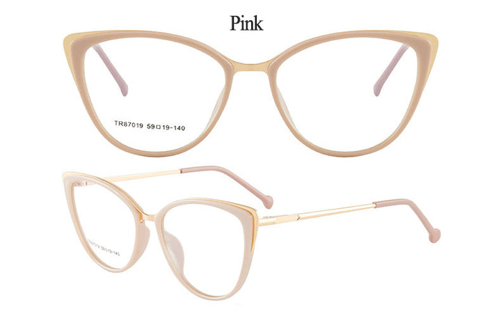 Hotony Women's Full Rim Cat Eye TR 90 Resin Alloy Frame Eyeglasses 7019 Full Rim Hotony