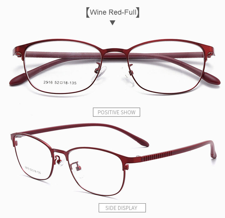 Hotony Unisex Full/Semi Rim Alloy Frame Eyeglasses 2516 Semi Rim Hotony