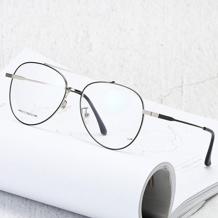 Handoer Unisex Full Rim Round Double Bridge Alloy Eyeglasses 90272 Full Rim Handoer