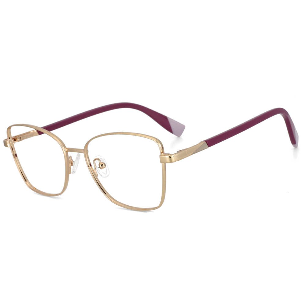 CCspace Women's Full Rim Square Alloy Frame Eyeglasses 53704 Full Rim CCspace Gold