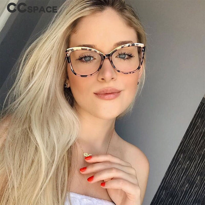 CCspace Unisex Full Rim Square Cat Eye Tr 90 Titanium Frame Eyeglasses 48168 Full Rim CCspace