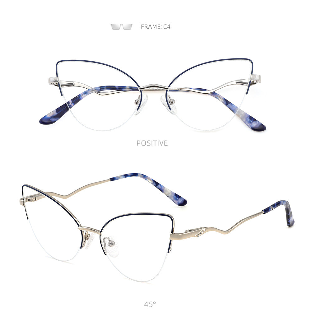 Laoyehui Women's Semi Rim Cat Eye Alloy Frame Reading Glasses 84511 Reading Glasses Laoyehui