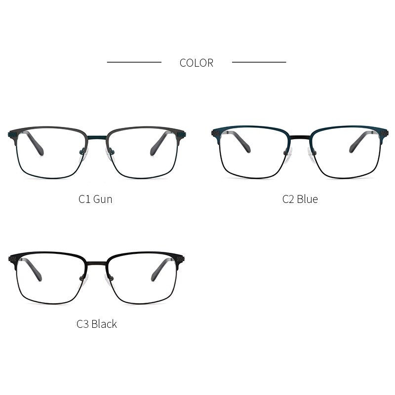 Kansept Men's Full Rim Square Stainless Steel Alloy Frame Eyeglasses Tm004 Full Rim Kansept