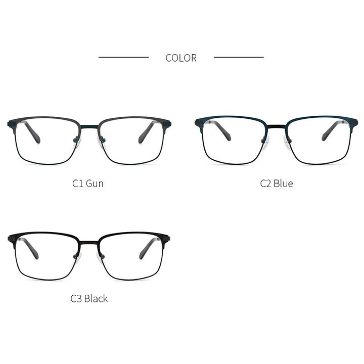 Kansept Men's Full Rim Square Stainless Steel Alloy Frame Eyeglasses Tm004 Full Rim Kansept