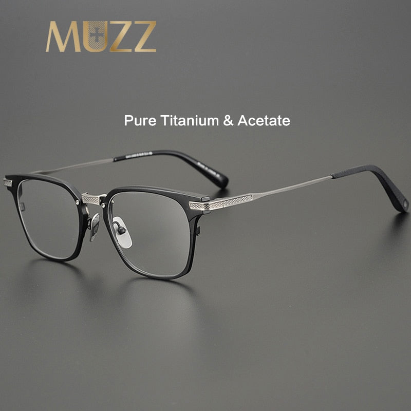 Muzz Unisex Full Rim Square Titanium Acetate Frame Eyeglasses 2068 Full Rim Muzz