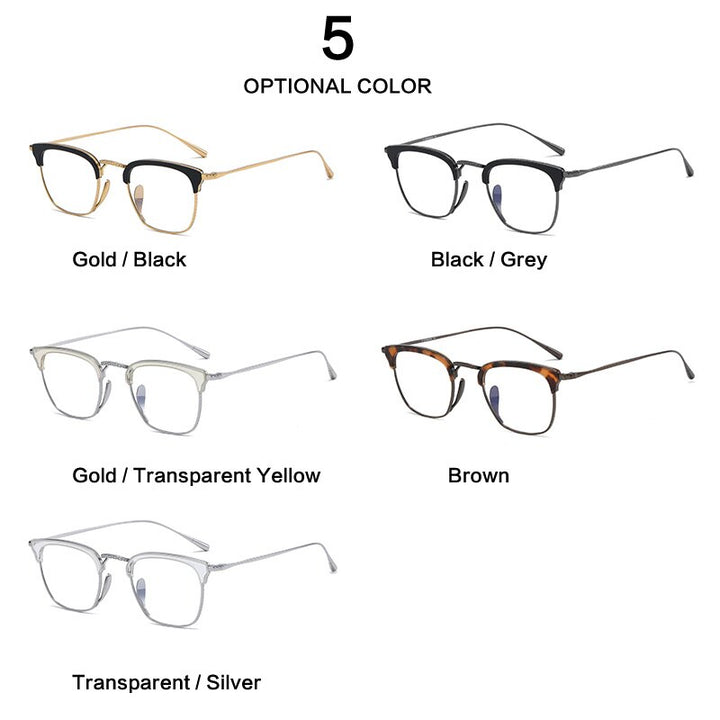 Muzz Men's Full Rim Square Titanium Acetate Frame Eyeglasses 1112 Full Rim Muzz