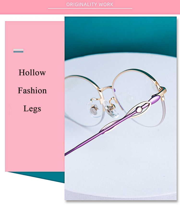 Women's Oval Semi Rim Alloy Eyeglasses Yy1128 Semi Rim Bclear