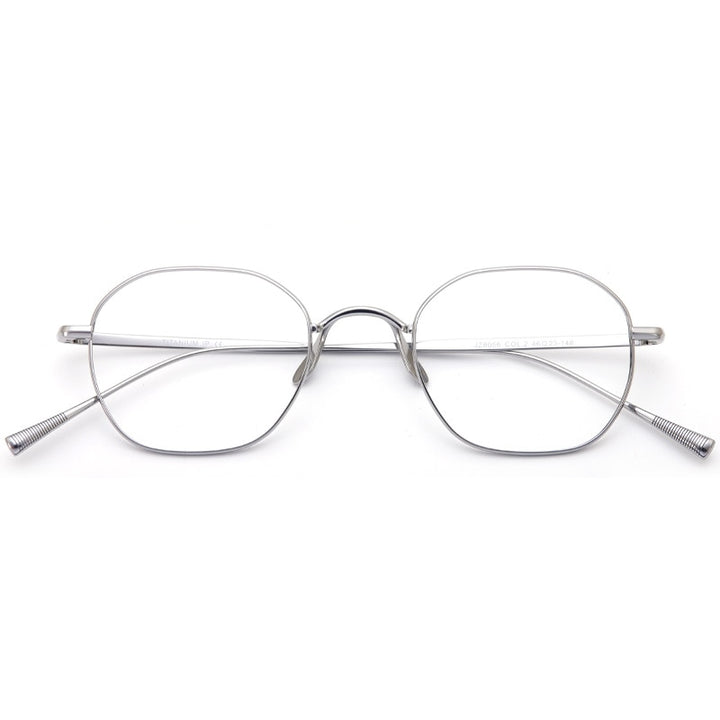 Muzz Unisex Full Rim Polygonal Square Titanium Frame Eyeglasses 8056 Full Rim Muzz Silver