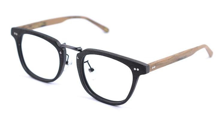 Hdcrafter Men's Full Rim Square Round Wood Alloy Acetate Frame Eyeglasses Ps7009 Full Rim Hdcrafter Eyeglasses